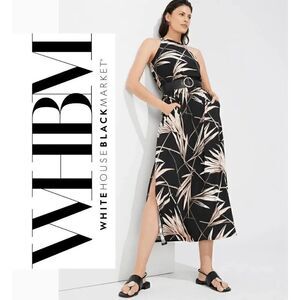 🌴☀ WHITE HOUSE BLACK MARKET Halter Side Slits Pockets Maxi Dress NWOT SIZE 6